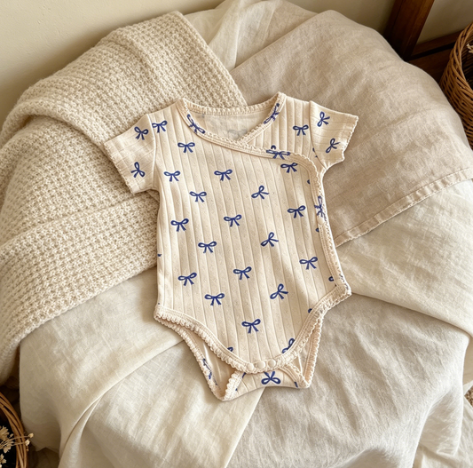 Blue Bow Baby Bodysuit