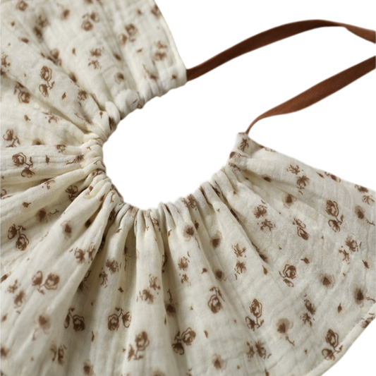 Vintage Rose Drawstring Baby Bib on a white background, view 2