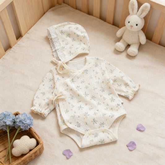 Little Blue Flower Baby Bodysuit Set