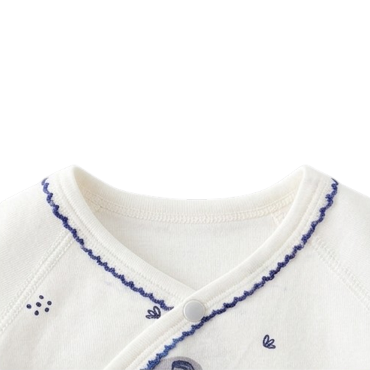 White Elephant Wrap Long-Sleeve Baby Bodysuit