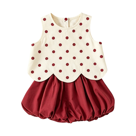 Polka-Dot Sleeveless Baby Top and Bloomer Set