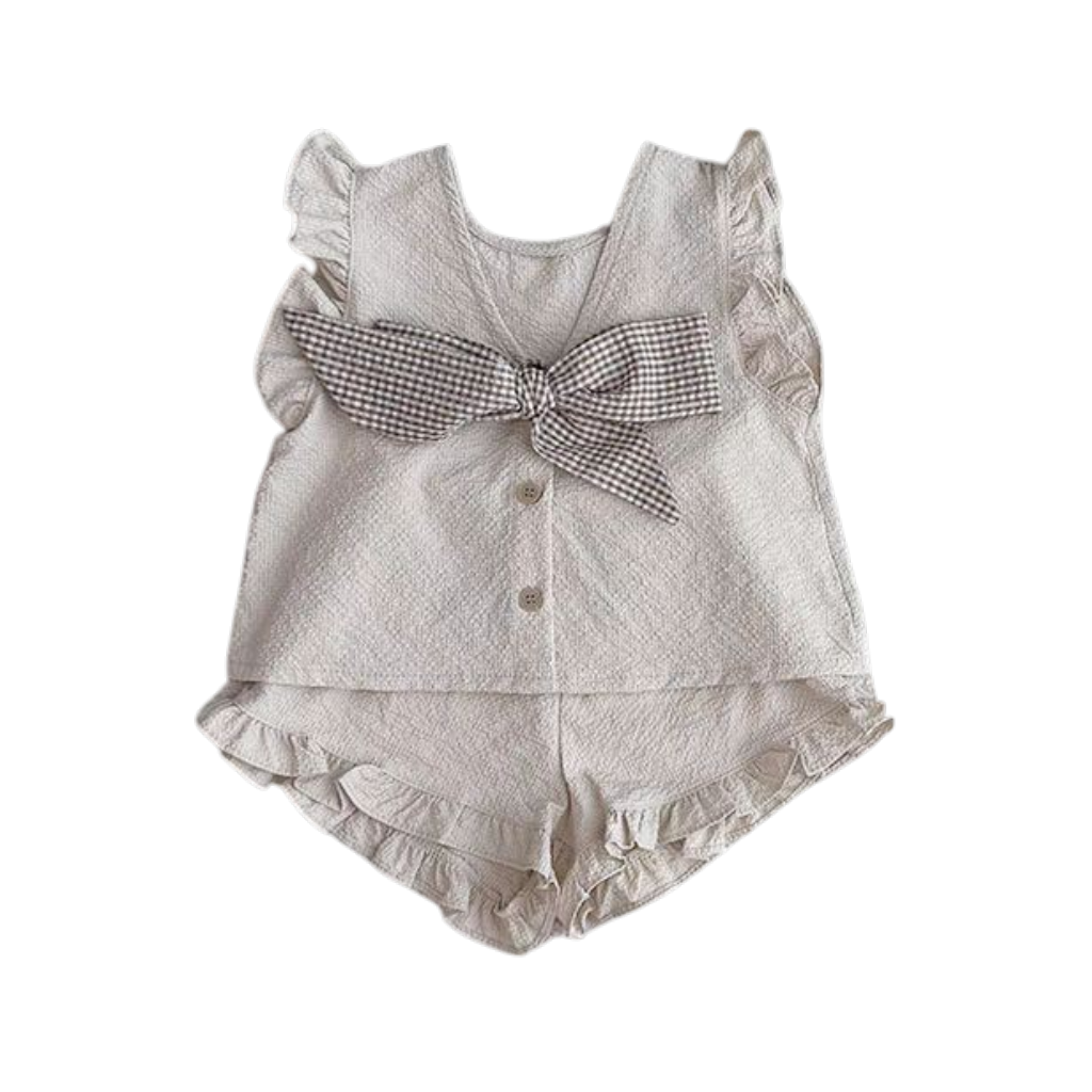 Cream Woodland Floral Bow Baby Outfit Set