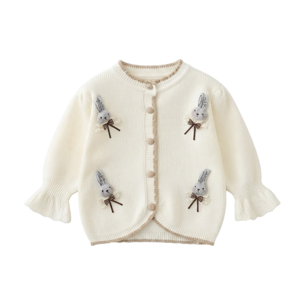 Cream Bunny Knit Baby Sweater