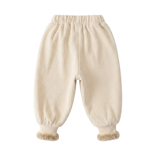 Beige Bow Embroidered Baby Pants