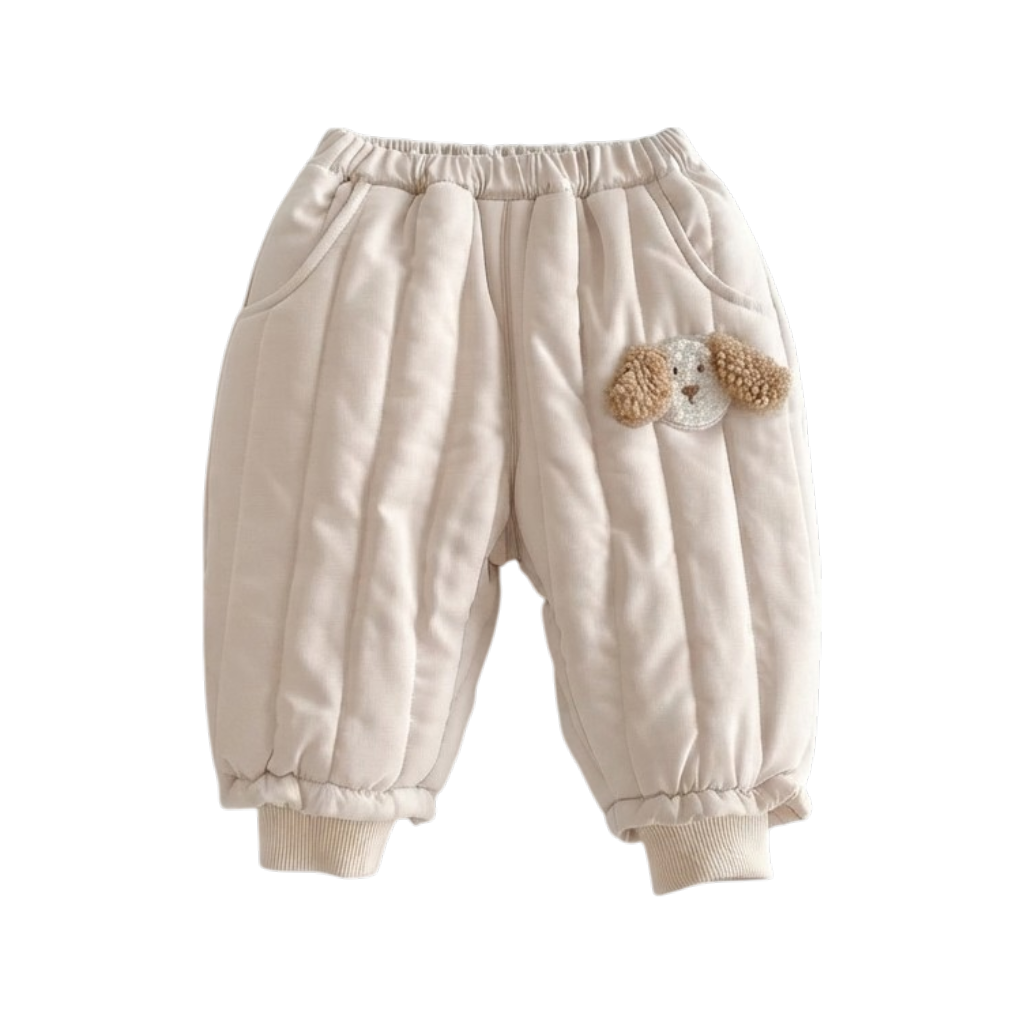 Cream Puppy Pocket Baby Pants