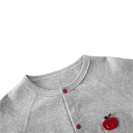 Grey Apple Long-Sleeve Baby Romper