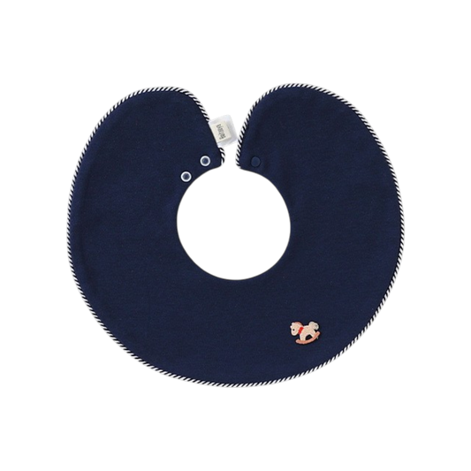 Navy Round Cotton Baby Bib