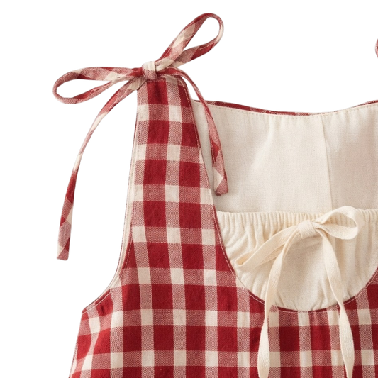 Red Gingham Baby Dress and Headscarf Set