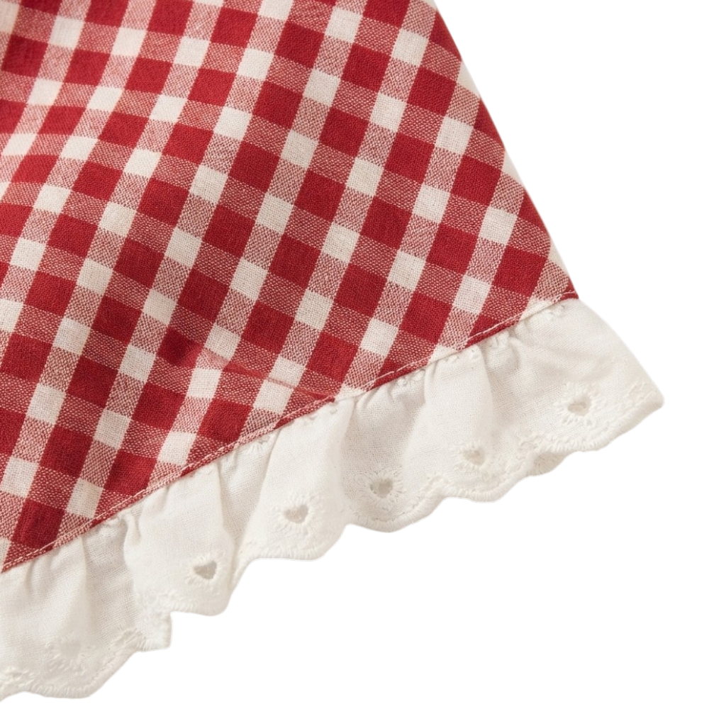 Red Gingham Baby Dress and Headscarf Set