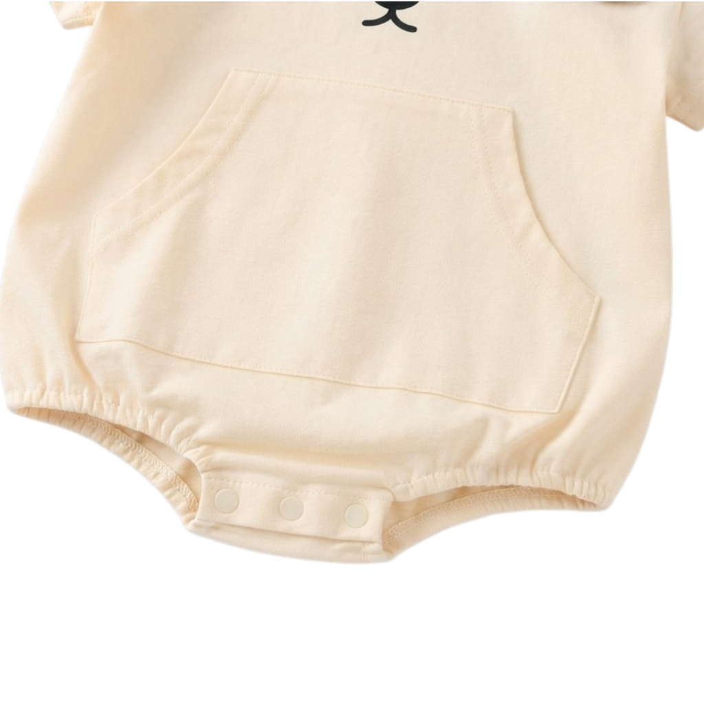 Cream Puppy-Ear Short-Sleeve Baby Outfit