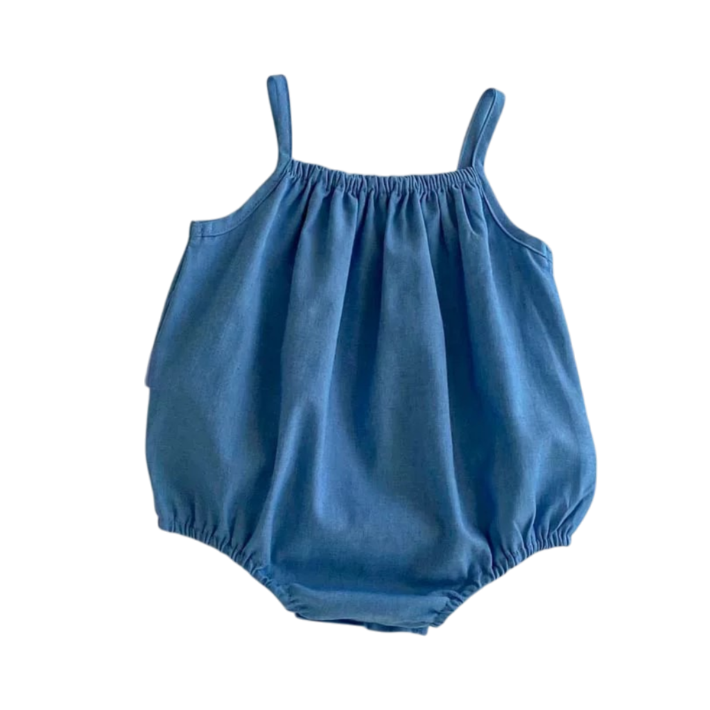 Blue Mushroom Sleeveless Baby Outfit