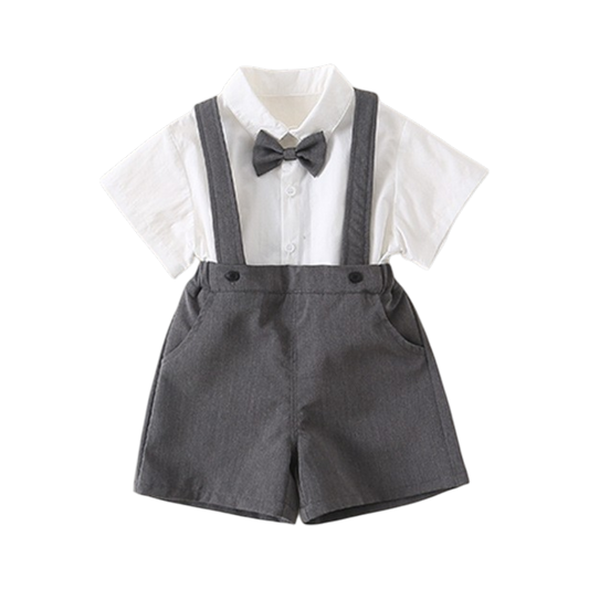 Baby Boy Shirt and Suspender-Pants Formal Set