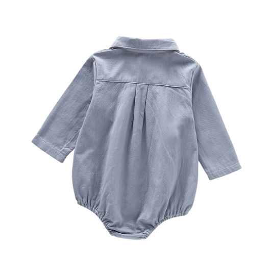 Blue Bow-Tie Long-Sleeve Baby Bodysuit