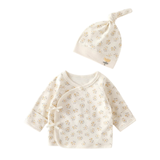 Sunflower Newborn Half-Back Bodysuit Set for a July baby clothing checklist