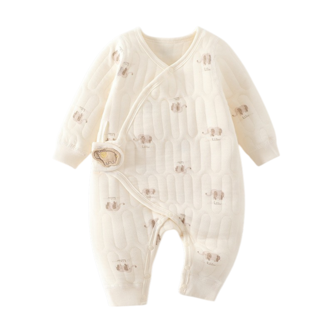 Elephant Baby Romper for comparing zipper and snap newborn clothes