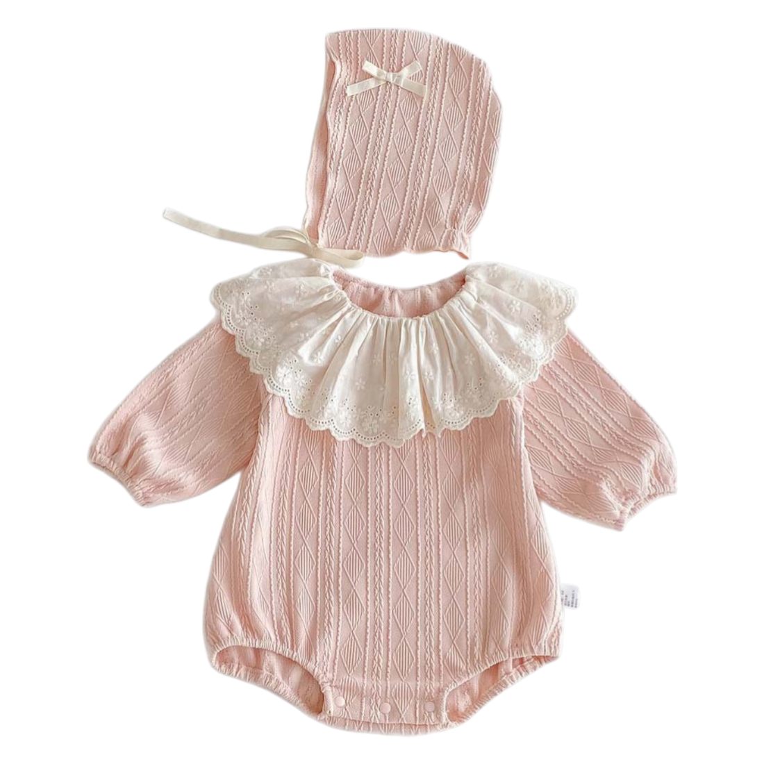 Pink Baby Bodysuit and Hat Set for choosing a first-birthday baby clothing gift size