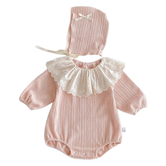Pink Baby Bodysuit and Hat Set for choosing a first-birthday baby clothing gift size