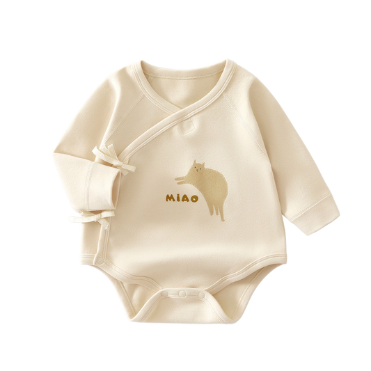 Apricot Cat Baby Bodysuit for a summer baby coming home outfit