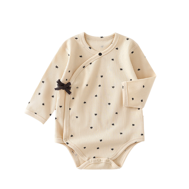 Apricot Black Star Baby Bodysuit for organic cotton baby clothes research in Canada