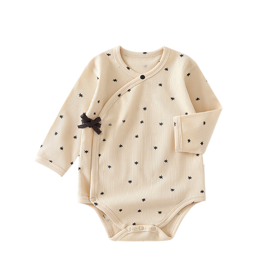 Apricot Black Star Baby Bodysuit for organic cotton baby clothes research in Canada