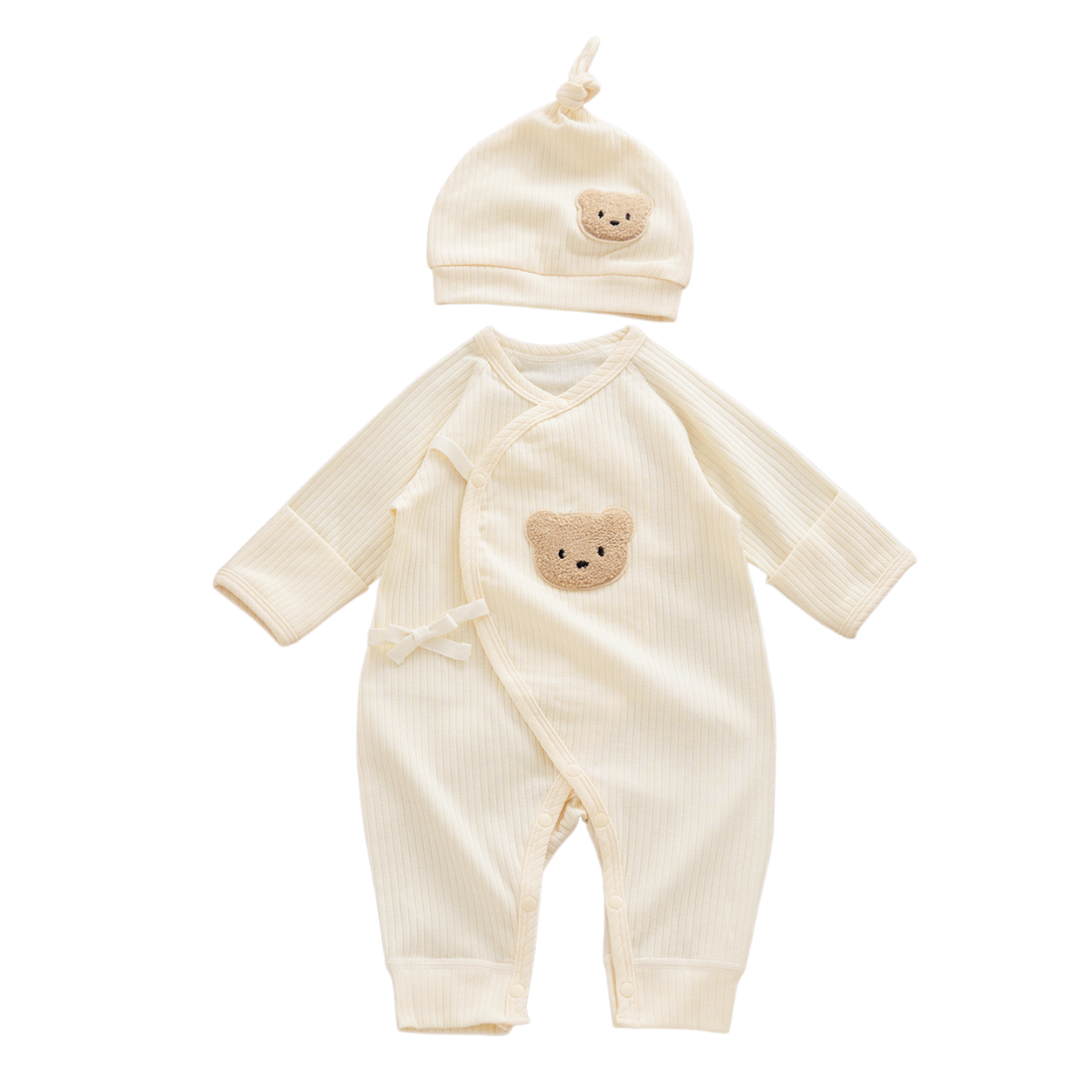 Cream Yellow Bear Baby Bodysuit Set for a newborn bodysuit quantity guide