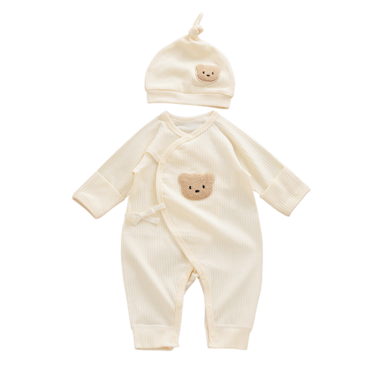 Cream Yellow Bear Baby Bodysuit Set for a newborn sleep sack planning guide
