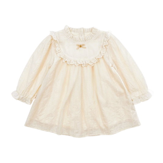 Cream Lace Ruffle-Collar Girls Dress for a 3-4 T Toddler clothes checklist