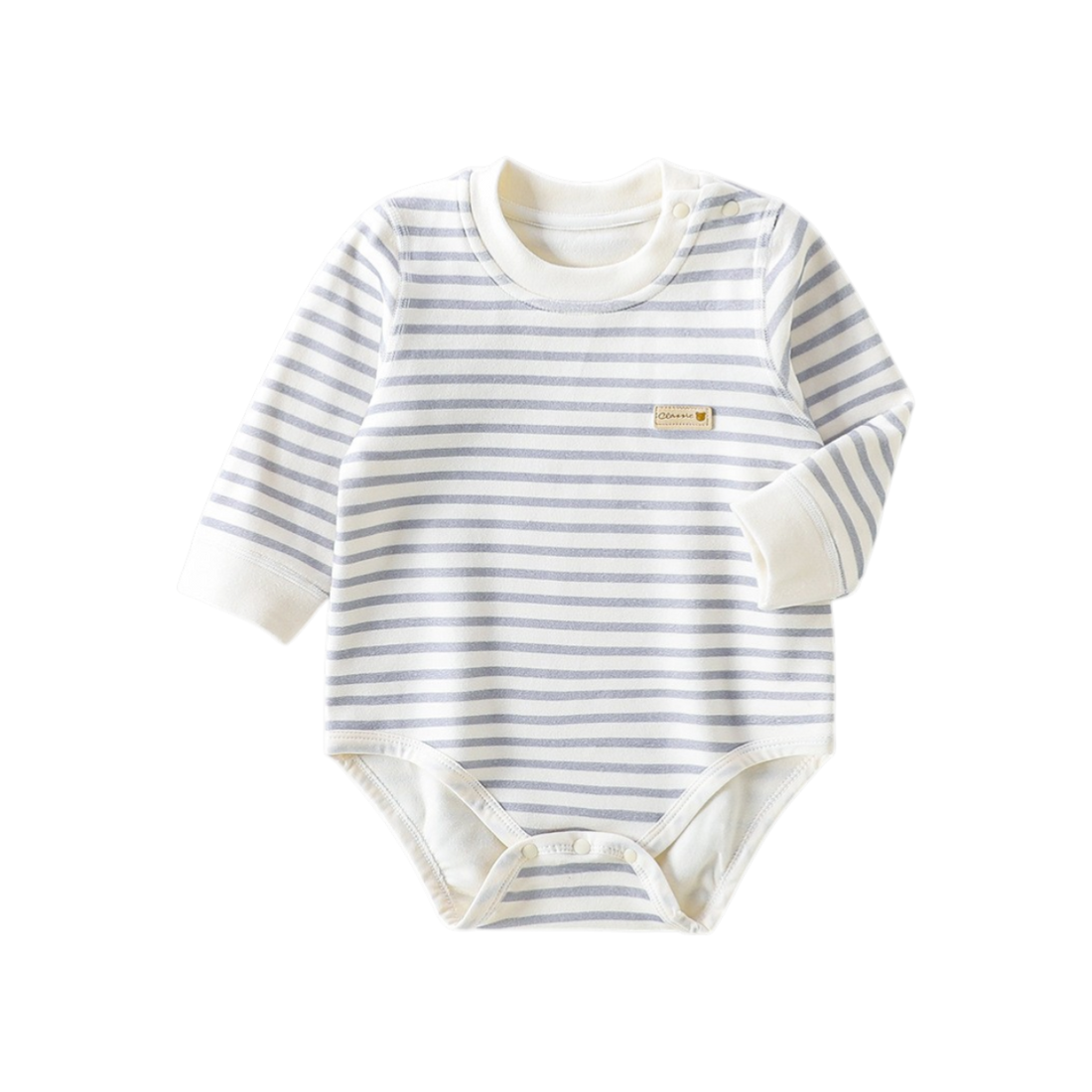 Classic Blue Stripe Baby Bodysuit for a first-wash baby clothing care guide