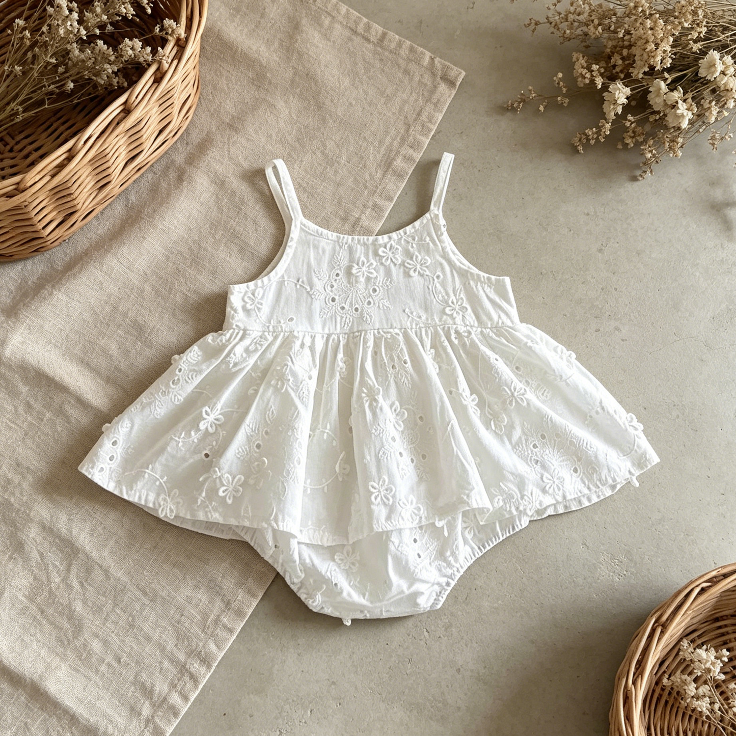 White Embroidered Baby Bodysuit product image