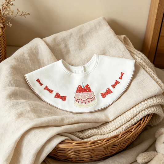 Bow Birthday Cake Baby Bib