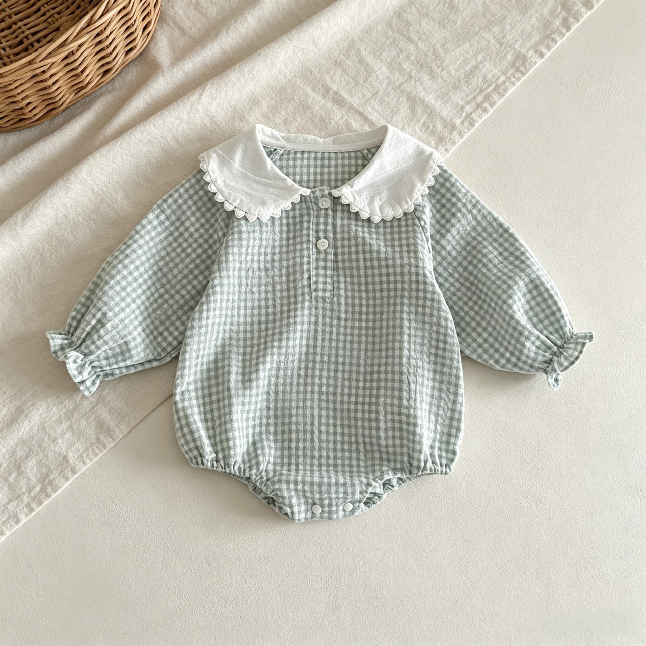 Peter Pan Collar Plaid Baby Bodysuit product image