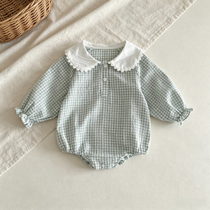 Peter Pan Collar Plaid Baby Bodysuit product image