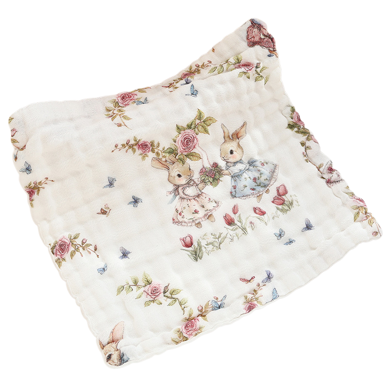 Bunny Rose Garden Baby Washcloth