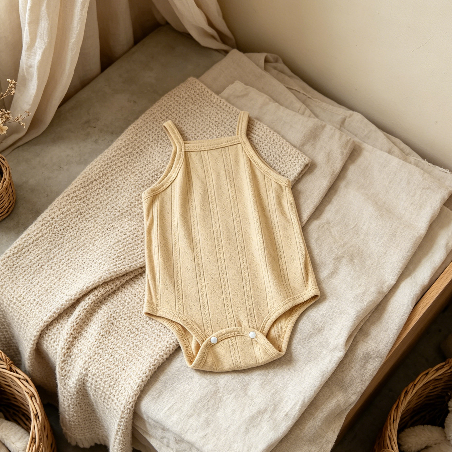 Yellow Sleeveless Baby Bodysuit product image