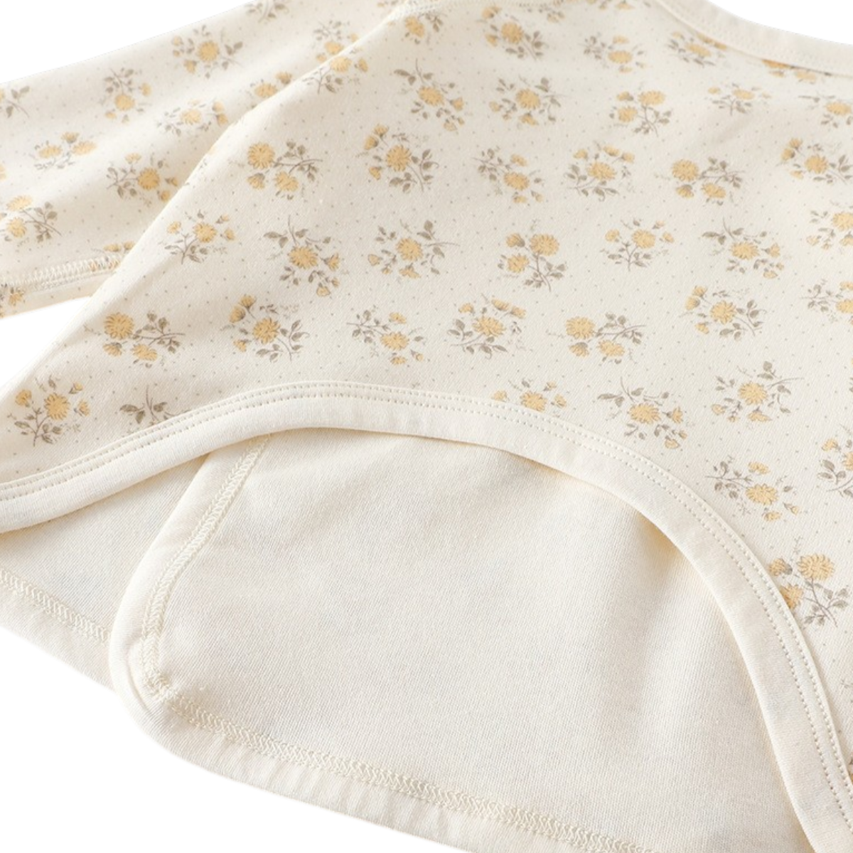 Sunflower Newborn Half-Back Bodysuit on a white background, view 2