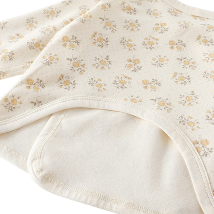 Sunflower Newborn Half-Back Bodysuit on a white background, view 2