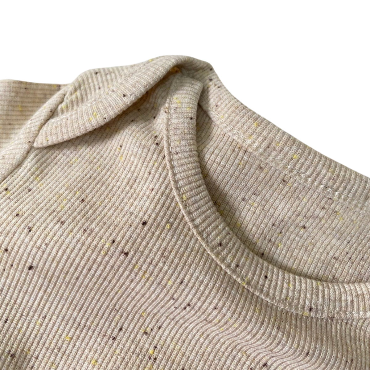 Beige-Cream Cotton Baby Bodysuit Set