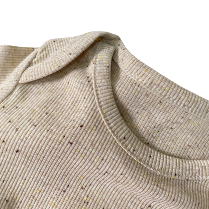 Beige-Cream Cotton Baby Bodysuit Set