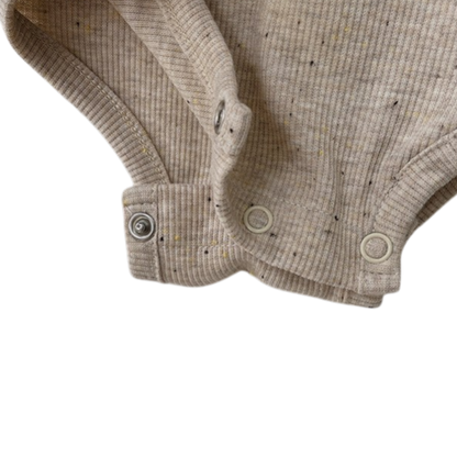 Beige-Cream Cotton Baby Bodysuit Set