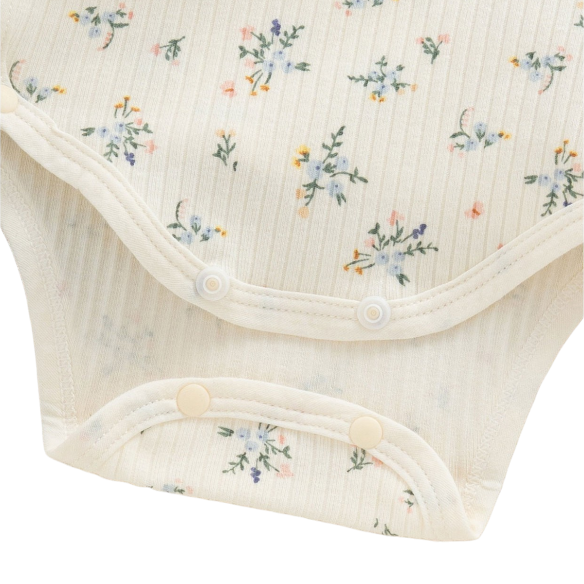 Little Blue Flower Baby Bodysuit Set