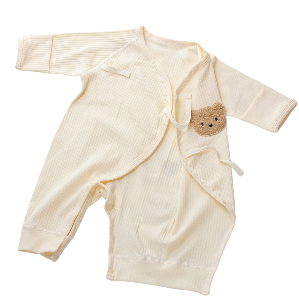 Cream Yellow Bear Baby Bodysuit Set