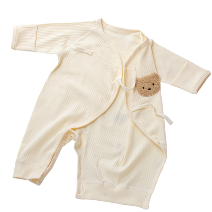 Cream Yellow Bear Baby Bodysuit Set