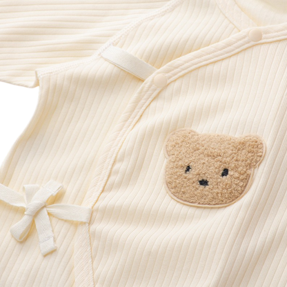 Cream Yellow Bear Baby Bodysuit Set