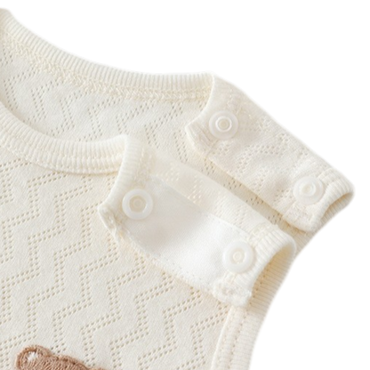 Bear Cream Sleeveless Baby Bodysuit