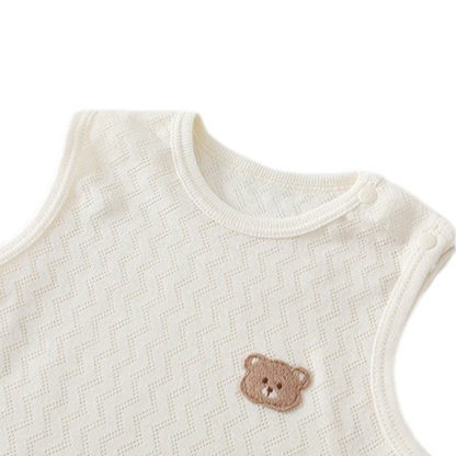 Bear Cream Sleeveless Baby Bodysuit