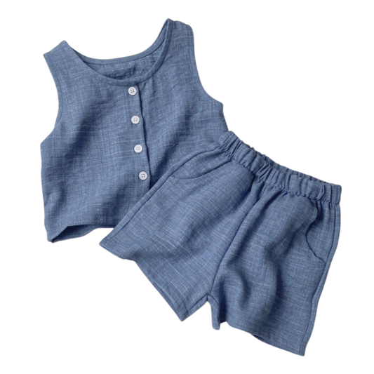 Classic Denim Vest & Shorts Set