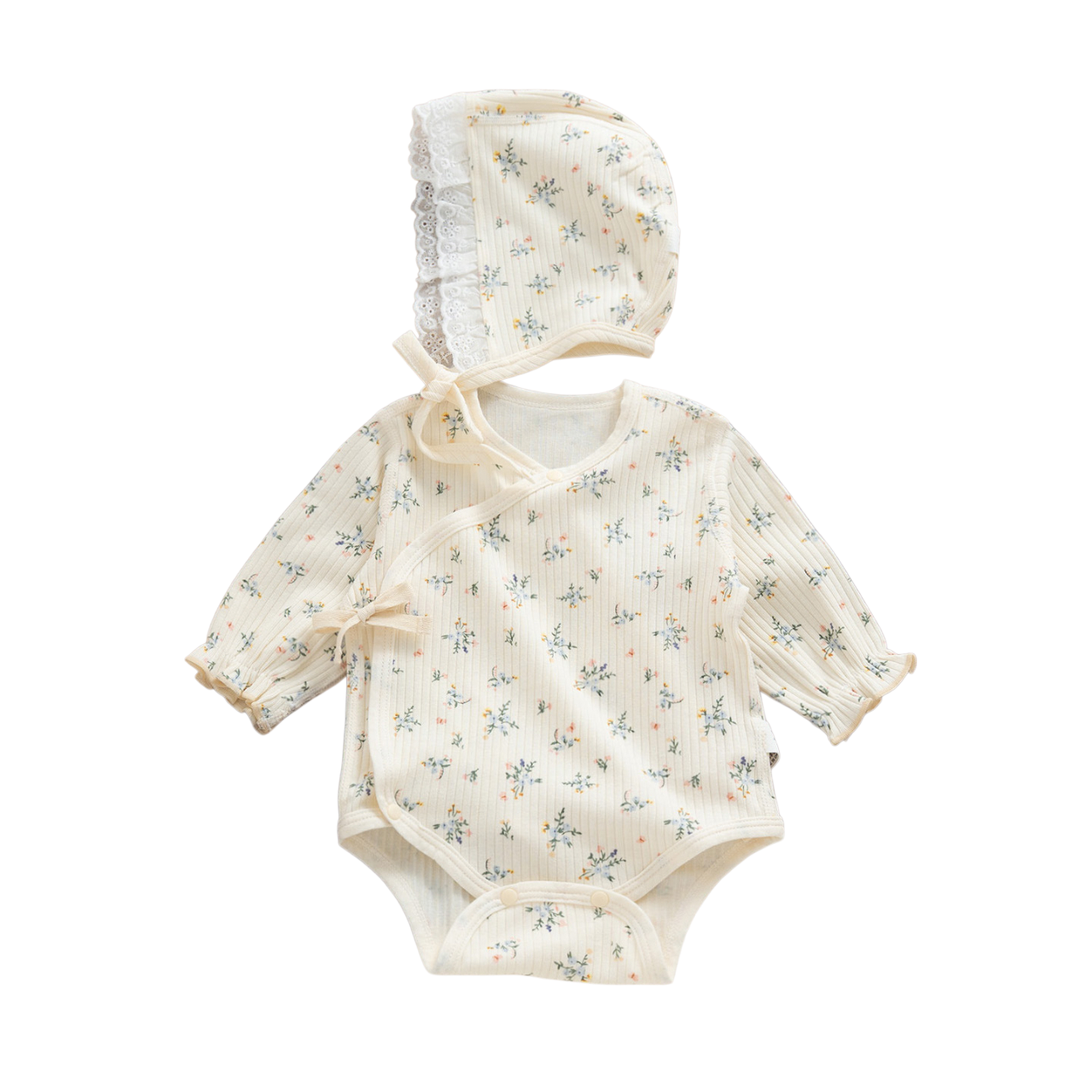 Little Blue Flower Baby Bodysuit Set