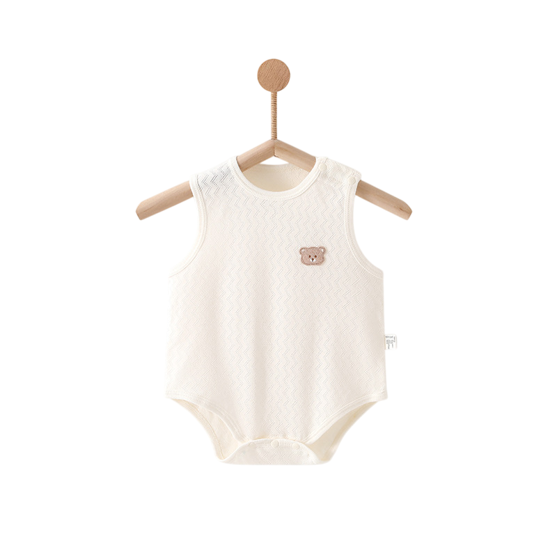 Bear Cream Sleeveless Baby Bodysuit