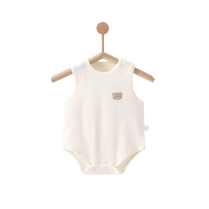 Bear Cream Sleeveless Baby Bodysuit