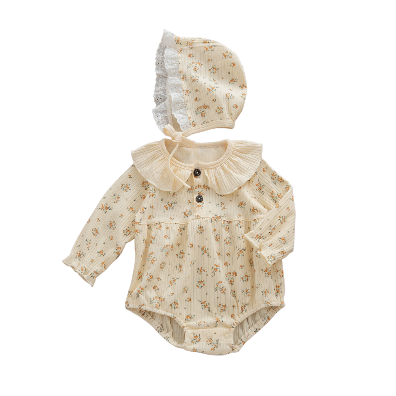 Warm Yellow Floral Baby Bodysuit Set